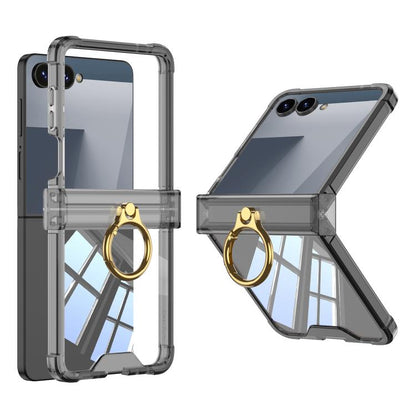 Gkk Airbag Hinge Silicone Phone Case with Ring Holder, For Samsung Galaxy Z Flip7 5G, For Samsung Galaxy Z Flip6 / Flip7 FE, For Samsung Galaxy Z Flip5