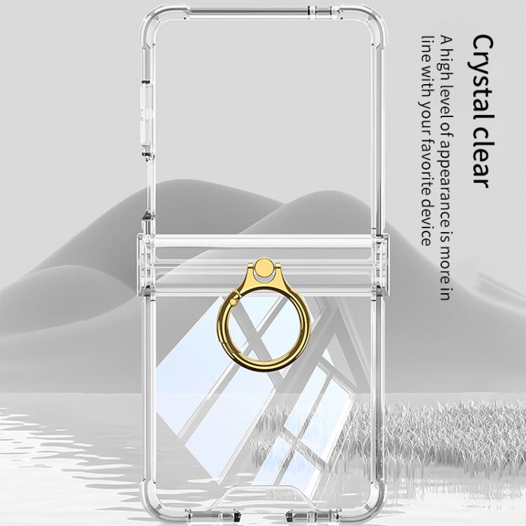 Gkk Airbag Hinge Silicone Phone Case with Ring Holder, For Samsung Galaxy Z Flip7 5G, For Samsung Galaxy Z Flip6 / Flip7 FE, For Samsung Galaxy Z Flip5