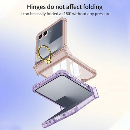 Gkk Airbag Hinge Silicone Phone Case with Ring Holder, For Samsung Galaxy Z Flip7 5G, For Samsung Galaxy Z Flip6 / Flip7 FE, For Samsung Galaxy Z Flip5