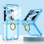 Gkk Airbag Hinge Silicone Phone Case with Ring Holder & Tempered Film, For Samsung Galaxy Z Flip5