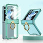 Gkk Airbag Hinge Silicone Phone Case with Ring Holder & Tempered Film, For Samsung Galaxy Z Flip5