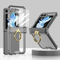 Gkk Airbag Hinge Silicone Phone Case with Ring Holder & Tempered Film, For Samsung Galaxy Z Flip5