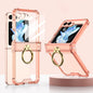 Gkk Airbag Hinge Silicone Phone Case with Ring Holder & Tempered Film, For Samsung Galaxy Z Flip5