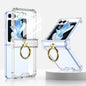 Gkk Airbag Hinge Silicone Phone Case with Ring Holder & Tempered Film, For Samsung Galaxy Z Flip5