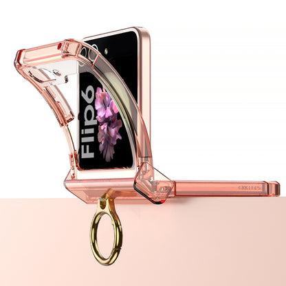 Gkk Airbag Hinge Silicone Phone Case with Ring Holder & Tempered Film, For Samsung Galaxy Z Flip6 / Flip7 FE, For Samsung Galaxy Z Flip5