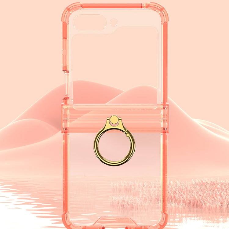 Gkk Airbag Hinge Silicone Phone Case with Ring Holder & Tempered Film, For Samsung Galaxy Z Flip6 / Flip7 FE, For Samsung Galaxy Z Flip5