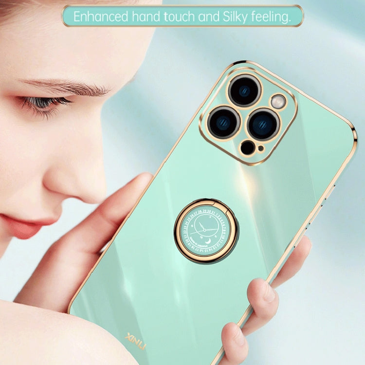 XINLI Straight Edge 6D Electroplate TPU Phone Case with Ring Holder