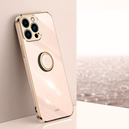 XINLI Straight Edge 6D Electroplate TPU Phone Case with Ring Holder