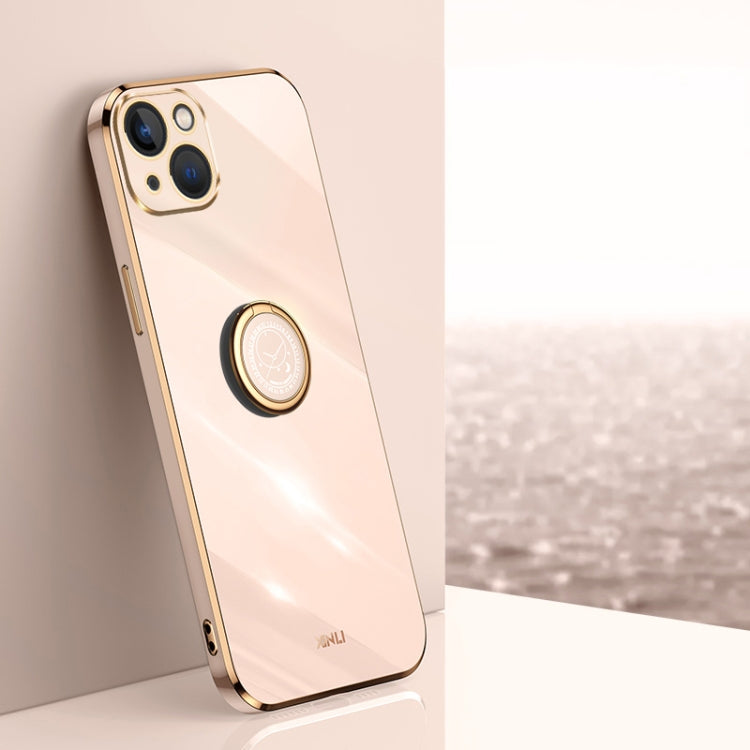 XINLI Straight Edge 6D Electroplate TPU Phone Case with Ring Holder