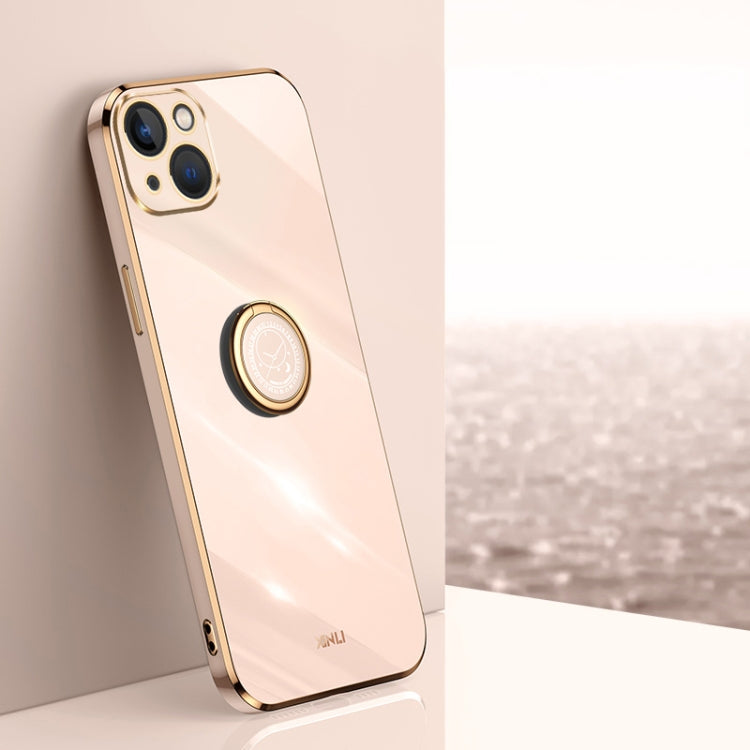 XINLI Straight Edge 6D Electroplate TPU Phone Case with Ring Holder