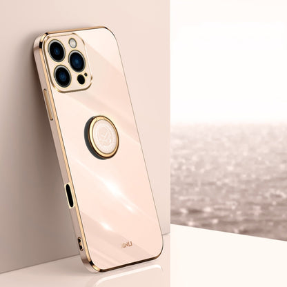 XINLI Straight Edge 6D Electroplate TPU Phone Case with Ring Holder