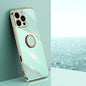 XINLI Straight Edge 6D Electroplate TPU Phone Case with Ring Holder, For iPhone Air, For iPhone 16 Pro Max, For iPhone 16 Pro