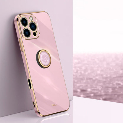 XINLI Straight Edge 6D Electroplate TPU Phone Case with Ring Holder