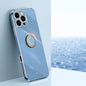 XINLI Straight Edge 6D Electroplate TPU Phone Case with Ring Holder, For iPhone Air, For iPhone 16 Pro Max, For iPhone 16 Pro