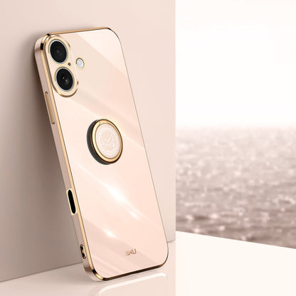 XINLI Straight Edge 6D Electroplate TPU Phone Case with Ring Holder