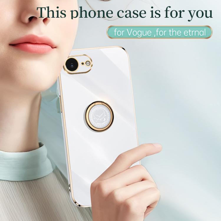 XINLI Straight Edge 6D Electroplate TPU Phone Case with Ring Holder, For iPhone 16e / 17e, For iPhone 17 Pro Max, For iPhone 17 Pro