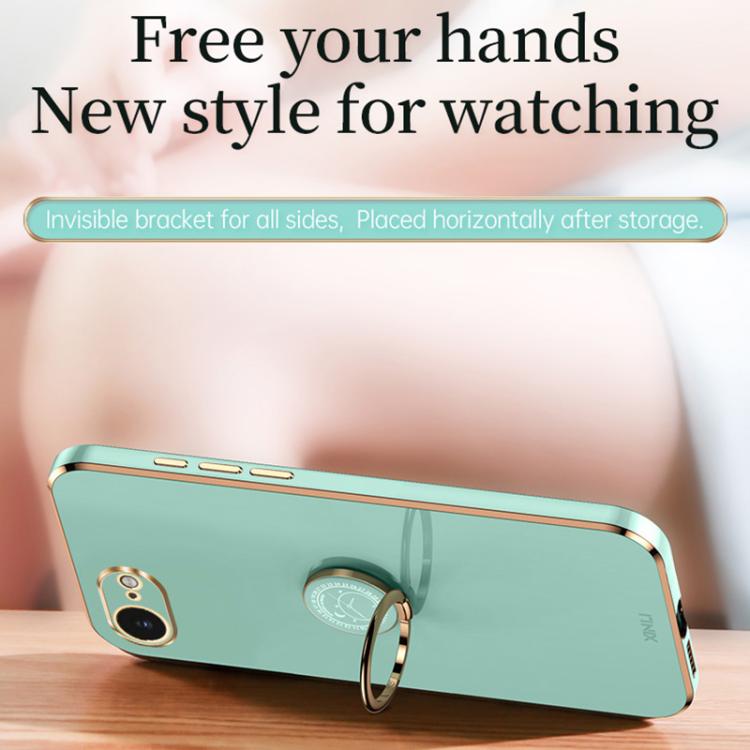 XINLI Straight Edge 6D Electroplate TPU Phone Case with Ring Holder
