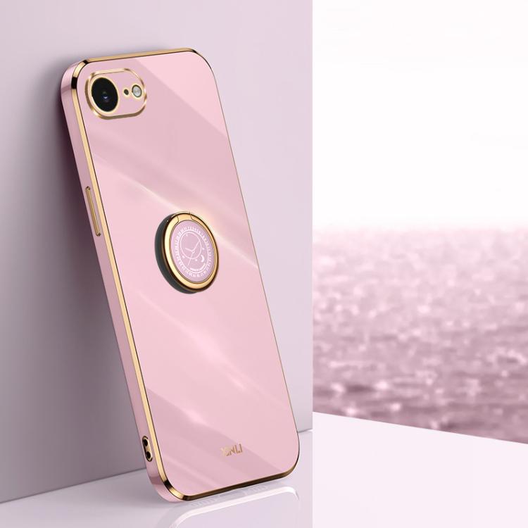 XINLI Straight Edge 6D Electroplate TPU Phone Case with Ring Holder, For iPhone 16e / 17e, For iPhone 17 Pro Max, For iPhone 17 Pro