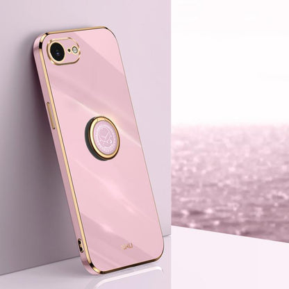 XINLI Straight Edge 6D Electroplate TPU Phone Case with Ring Holder, For iPhone 16e / 17e, For iPhone 17 Pro Max, For iPhone 17 Pro