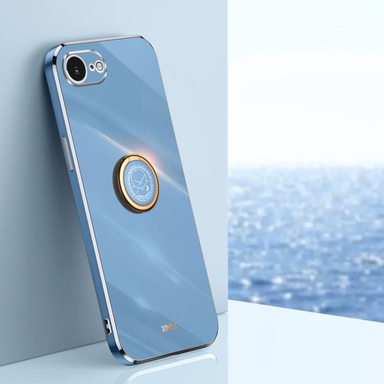 XINLI Straight Edge 6D Electroplate TPU Phone Case with Ring Holder, For iPhone 16e / 17e, For iPhone 17 Pro Max, For iPhone 17 Pro