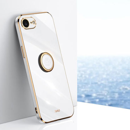 XINLI Straight Edge 6D Electroplate TPU Phone Case with Ring Holder, For iPhone 16e / 17e, For iPhone 17 Pro Max, For iPhone 17 Pro