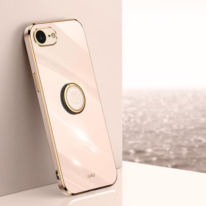 XINLI Straight Edge 6D Electroplate TPU Phone Case with Ring Holder, For iPhone 16e / 17e, For iPhone 17 Pro Max, For iPhone 17 Pro