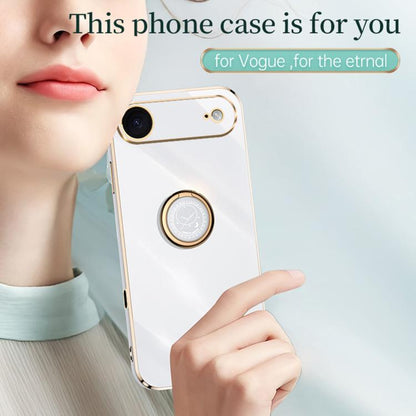 XINLI Straight Edge 6D Electroplate TPU Phone Case with Ring Holder, For iPhone Air, For iPhone 16 Pro Max, For iPhone 16 Pro