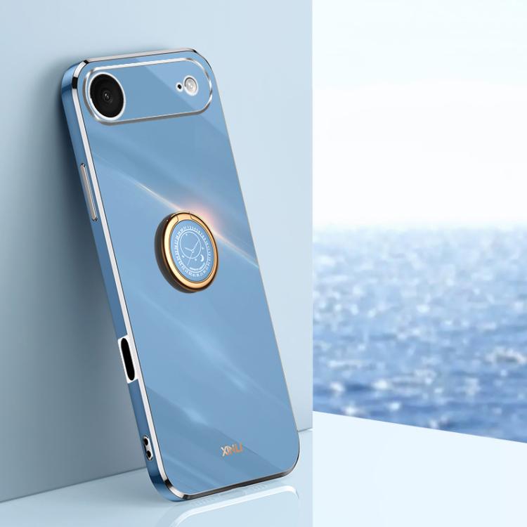 XINLI Straight Edge 6D Electroplate TPU Phone Case with Ring Holder, For iPhone Air, For iPhone 16 Pro Max, For iPhone 16 Pro