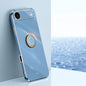 XINLI Straight Edge 6D Electroplate TPU Phone Case with Ring Holder, For iPhone Air, For iPhone 16 Pro Max, For iPhone 16 Pro