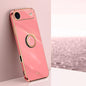 XINLI Straight Edge 6D Electroplate TPU Phone Case with Ring Holder, For iPhone Air, For iPhone 16 Pro Max, For iPhone 16 Pro