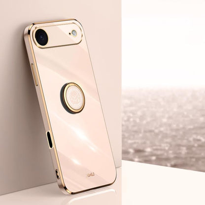 XINLI Straight Edge 6D Electroplate TPU Phone Case with Ring Holder, For iPhone Air, For iPhone 16 Pro Max, For iPhone 16 Pro