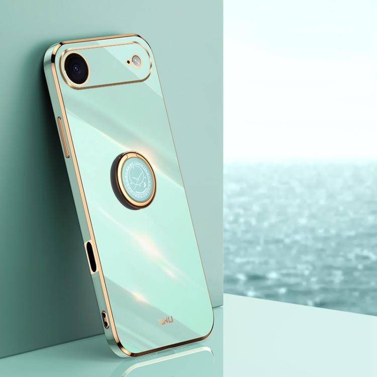 XINLI Straight Edge 6D Electroplate TPU Phone Case with Ring Holder, For iPhone Air, For iPhone 16 Pro Max, For iPhone 16 Pro
