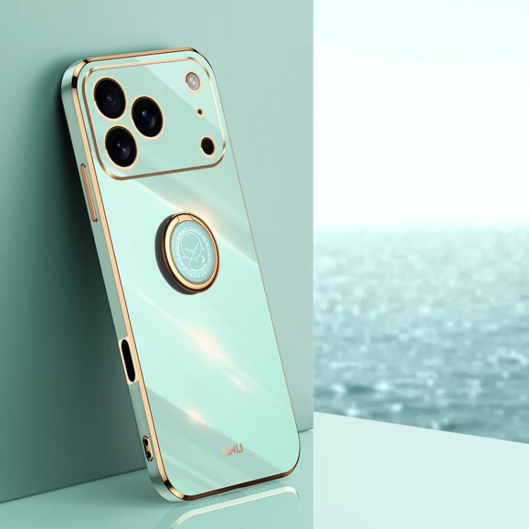 XINLI Straight Edge 6D Electroplate TPU Phone Case with Ring Holder