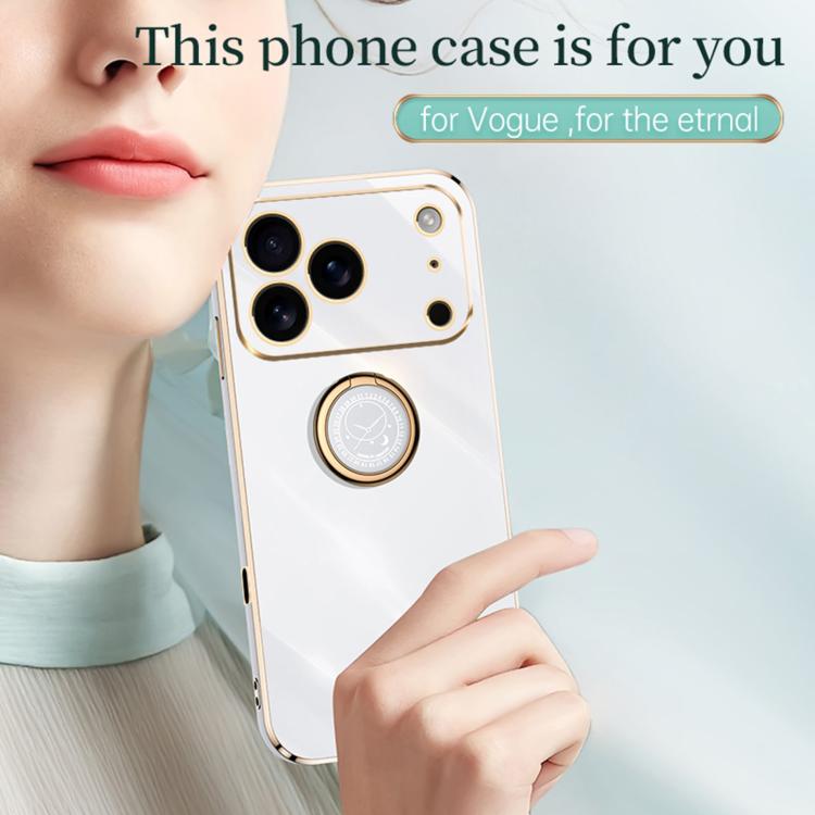 XINLI Straight Edge 6D Electroplate TPU Phone Case with Ring Holder