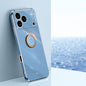 XINLI Straight Edge 6D Electroplate TPU Phone Case with Ring Holder, For iPhone 16e / 17e, For iPhone 17 Pro Max, For iPhone 17 Pro