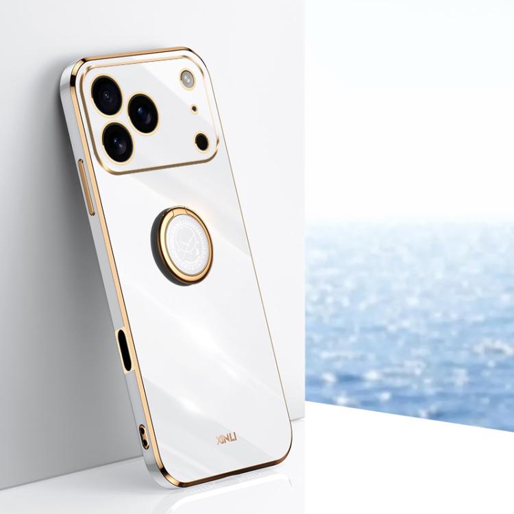 XINLI Straight Edge 6D Electroplate TPU Phone Case with Ring Holder