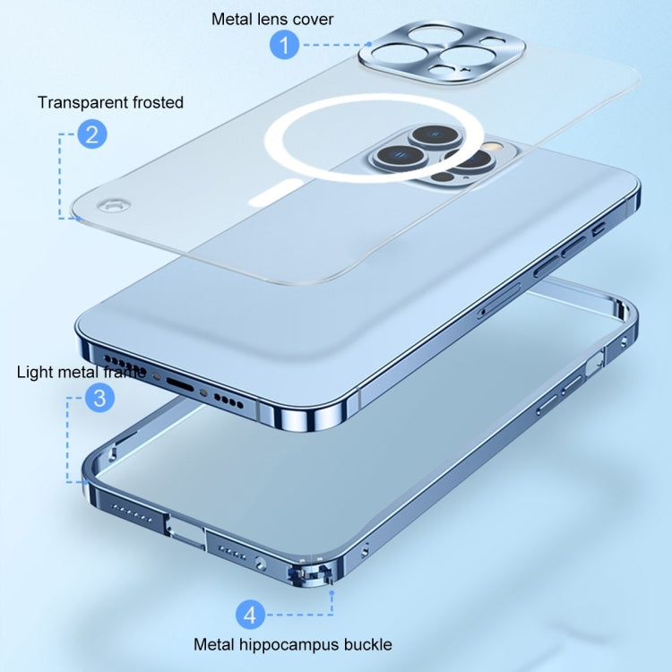 Metal Frame Frosted PC Shockproof MagSafe Case, For iPhone 15 Pro Max