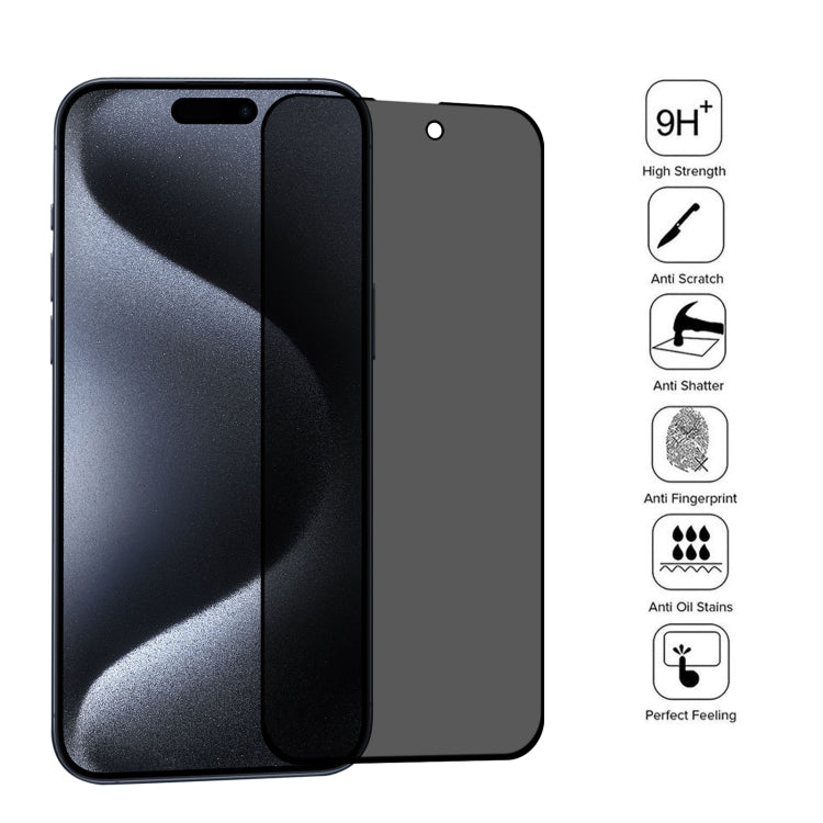 Full Cover Anti-spy Silk Screen Tempered Glass Film, For iPhone 15 Pro Max / 15 Plus, For iPhone 15 Pro / 15