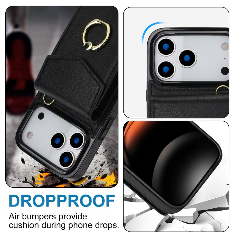 Ring Holder RFID Card Slot Phone Case, For iPhone 18 Pro / 17 Pro, For iPhone 18 Pro Max / 17 Pro Max, For iPhone 17e / 16e, For iPhone 17