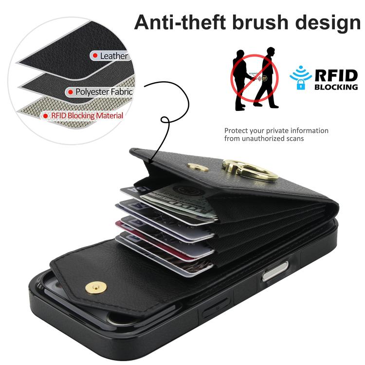 Ring Holder RFID Card Slot Phone Case, For iPhone 18 Pro / 17 Pro, For iPhone 18 Pro Max / 17 Pro Max, For iPhone 17e / 16e, For iPhone 17