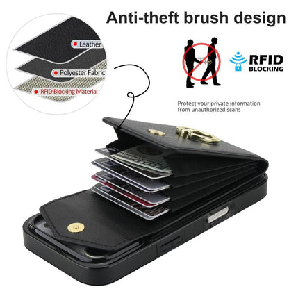 Ring Holder RFID Card Slot Phone Case, For iPhone 18 Pro / 17 Pro, For iPhone 18 Pro Max / 17 Pro Max, For iPhone 17e / 16e, For iPhone 17