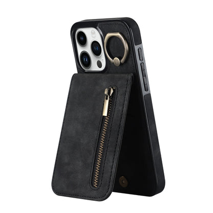 Retro Ring and Zipper RFID Card Slot Phone Case, For iPhone 15 Pro Max, For iPhone 15 Pro, For iPhone 15 Plus