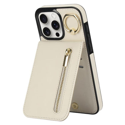 Retro Ring and Zipper RFID Card Slot Phone Case, For iPhone 15 Pro Max, For iPhone 15 Pro, For iPhone 15 Plus