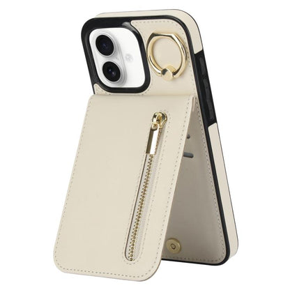 Retro Ring and Zipper RFID Card Slot Phone Case, For iPhone 16 Pro, For iPhone 16 Plus, For iPhone 16