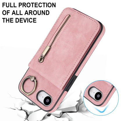 Retro Ring and Zipper RFID Card Slot Phone Case, For iPhone 17e / 16e, For iPhone 17 Pro Max, For iPhone 17 Pro
