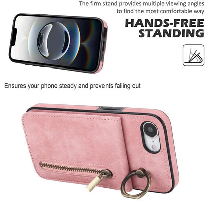 Retro Ring and Zipper RFID Card Slot Phone Case, For iPhone 17e / 16e, For iPhone 17 Pro Max, For iPhone 17 Pro