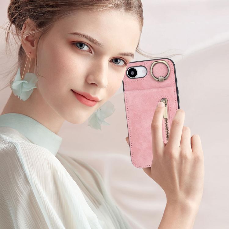 Retro Ring and Zipper RFID Card Slot Phone Case, For iPhone 17e / 16e, For iPhone 17 Pro Max, For iPhone 17 Pro