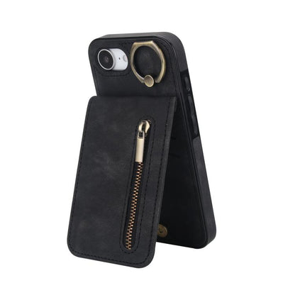 Retro Ring and Zipper RFID Card Slot Phone Case, For iPhone 18 Pro / 17 Pro, For iPhone 18 Pro Max / 17 Pro Max, For iPhone 17e / 16e