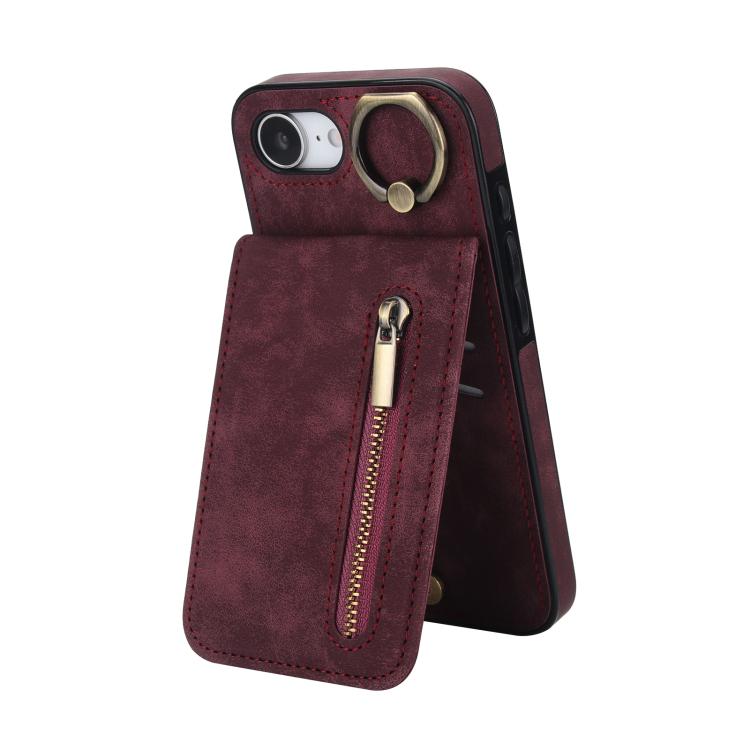 Retro Ring and Zipper RFID Card Slot Phone Case, For iPhone 18 Pro / 17 Pro, For iPhone 18 Pro Max / 17 Pro Max, For iPhone 17e / 16e