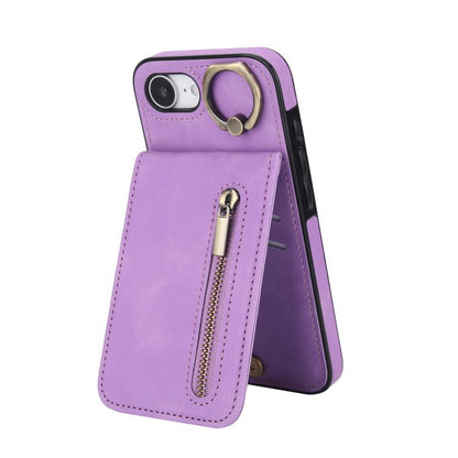 Retro Ring and Zipper RFID Card Slot Phone Case, For iPhone 17e / 16e, For iPhone 17 Pro Max, For iPhone 17 Pro
